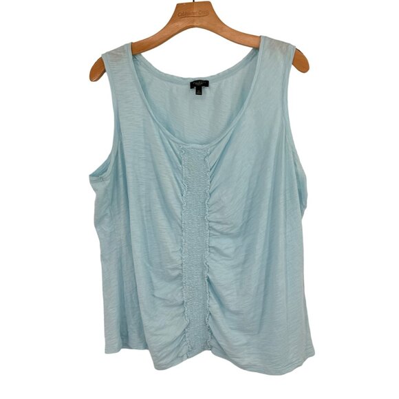 Talbots Light Blue Sleeveless Ruched Women's Tank Top size 3X  cotton - Picture 1 of 8